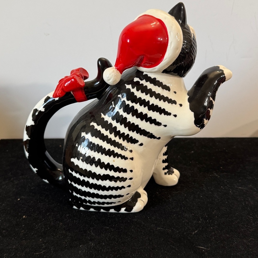 VINTAGE SIGMA TASTESETTERS CHRISTMAS CAT TEA POT SIZE 8“ x 4“ x 8“. - Picture 4 of 10